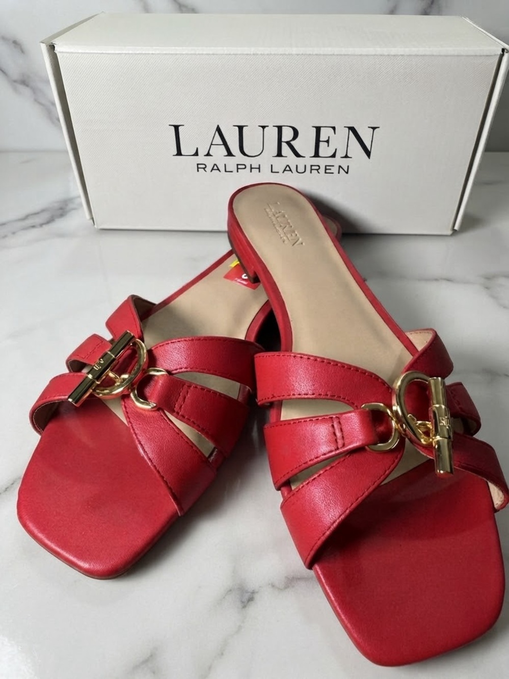 Ralph Lauren Blaike Nappa Leather Slide Sandal, SIZE 8